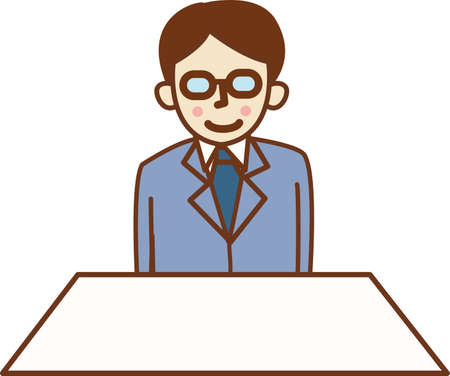 Man in glasses sitting with smile.のイラスト素材