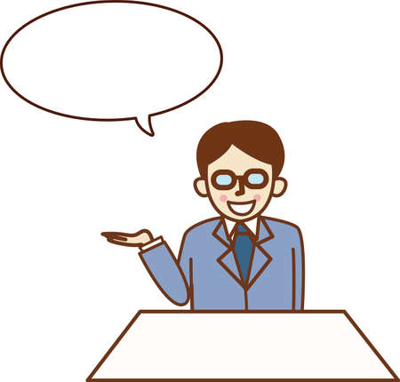 Smiling man in glasses to guide.のイラスト素材