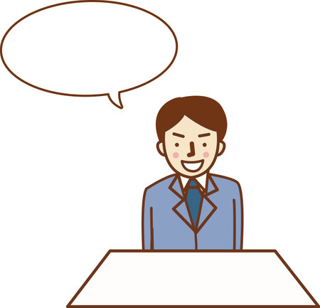 Smiling man in glasses talking.のイラスト素材