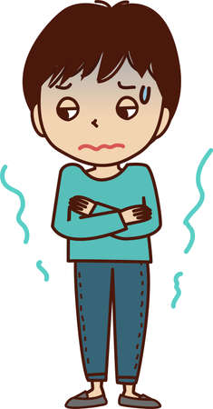 A young man with a complexion with chills.のイラスト素材