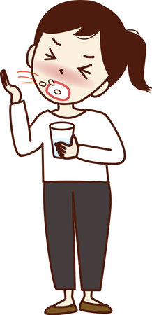 Young woman taking medicine.のイラスト素材