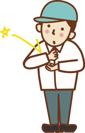 Worker man fluttering and clapping his hands.のイラスト素材
