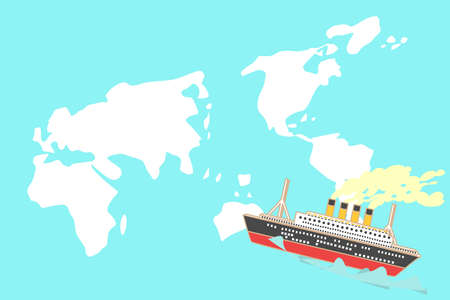 A luxurious cruise ship that travels the world.のイラスト素材