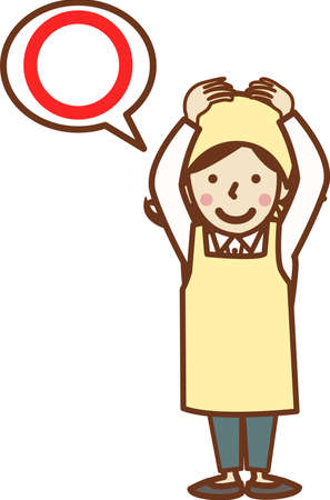 Woman in an apron posing in a circleのイラスト素材