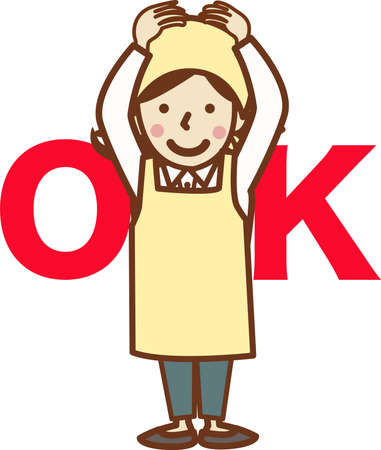 Woman in an apron posing in a circleのイラスト素材