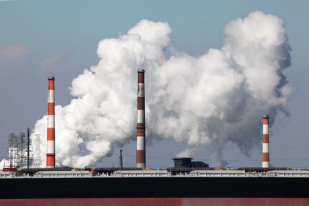 Industrial smokestackの写真素材