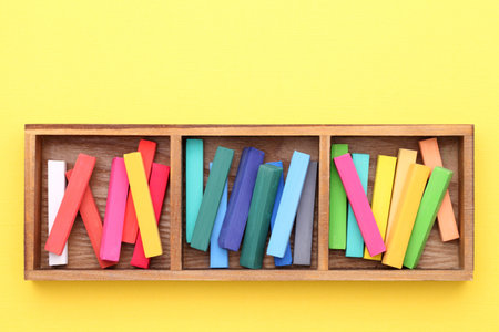Colorful crayons in a box