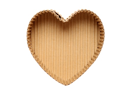 heart shaped cardboard box on white background  の写真素材