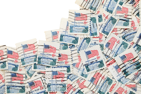 used US postage stamp on white backgroundのeditorial素材
