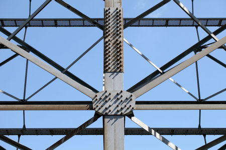 metal framework of seen against a blue sky