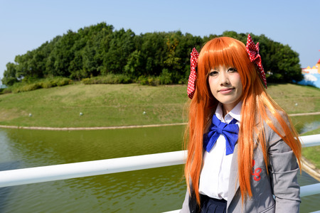 Kagawa, Japan - Sept 28th, 2014 - Japanese young girl who participated in costume play rally of the outdoors, at Reoma World Park.のeditorial素材