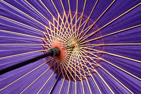 Close up of Japanese traditional purple umbrellaの写真素材