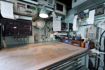 KAGAWA, JAPAN-August 05, by 2015; Aegis-equipped Destroyer JS SAMIDARE in Takamatu port, Inside of...