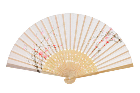 Folding fan isolated on a white backgroundの写真素材