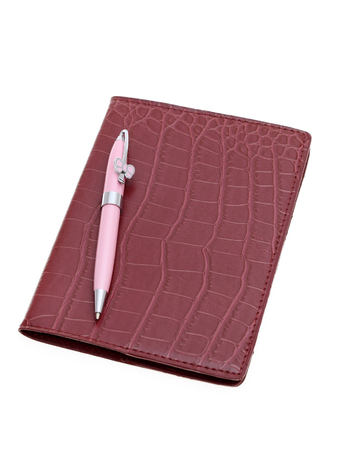 leather office organizer isolated on white backgroundの写真素材