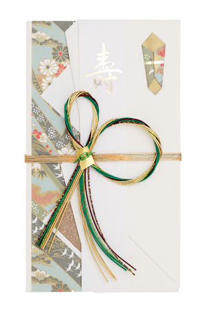Traditional Japanese envelope for money gift isolated on white backgroundの写真素材