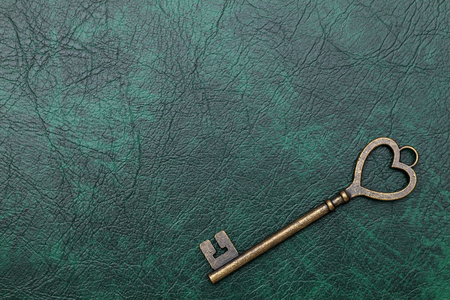 golden heart shaped vintage keyの写真素材