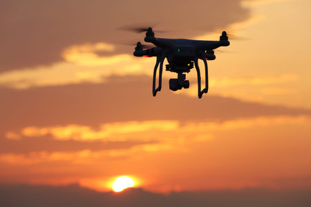 KAGAWA, JAPAN-JUNE 19, 2016: Remote controlled drone Dji Phantom 3 equipped with high resolution...