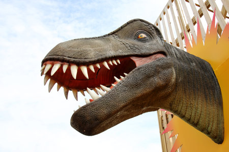 tyrannosaurus rex dinosaur and sky background