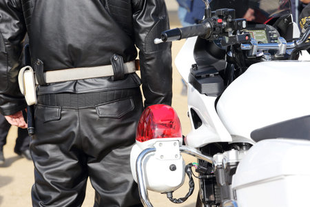Japanese police motorcycle and police man