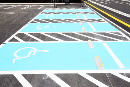 Road marking for handicapped parking stall in a parking lotのeditorial素材