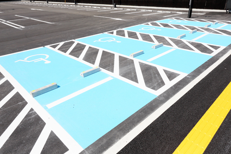 Road marking for handicapped parking stall in a parking lotのeditorial素材