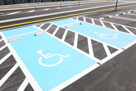 Road marking for handicapped parking stall in a parking lotのeditorial素材