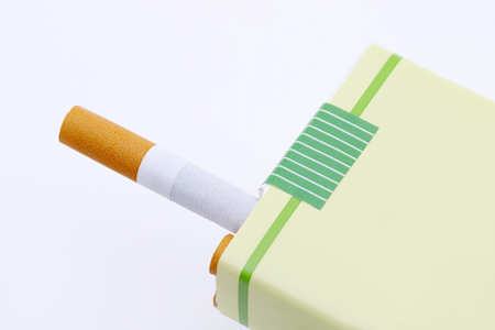 Cigarette packet on a white backgroundの写真素材