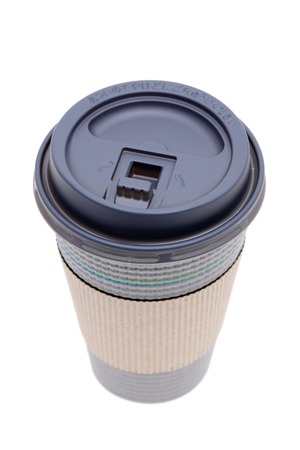 Paper cup of coffee isolated on white backgroundの写真素材
