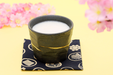 Drink of Japanese sweet alcohol drink made from sake lees (amazake)の写真素材