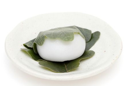 Japanese Kashiwa mochi, a traditional sweet for spring seasonの写真素材