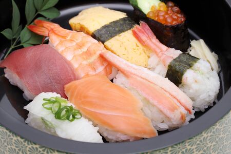 Japanese food, Sushi in a oke, close upの写真素材