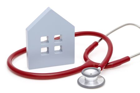 House diagnostics. Model house with stethoscopeの写真素材