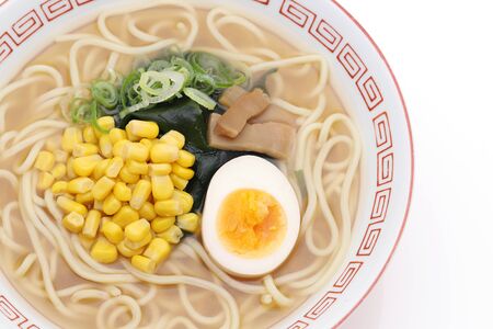 Japanese Miso ramen noodles in a bowlの写真素材