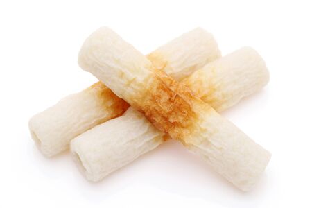 Japanese food, Chikuwa kamaboko on white backgroundの写真素材