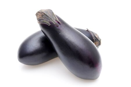 Two fresh eggplants on backgroundの写真素材