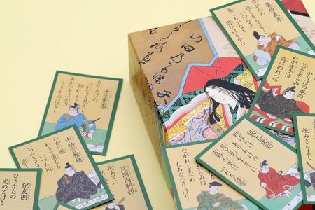 Kagawa, Japan - Dec 22, 2019 : A photo of traditional Japanese cards, Hyakunin Isshu Karuta is a classical Japanese anthol ogy of one hundred Japanese waka by one hundred poets.のeditorial素材