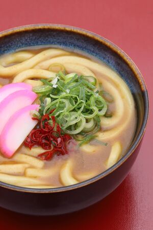 Close up of Japanese curry udon noodles in a bowlの写真素材