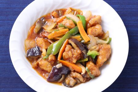 sweet and sour pork in a dish, Subutaの写真素材