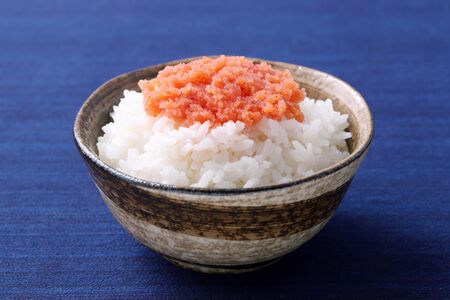 Japanes food, cooked white rice with Karashi mentaikoの写真素材
