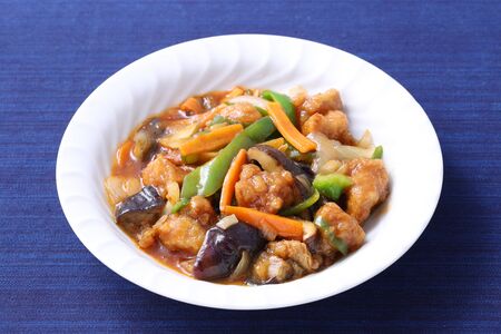 sweet and sour pork in a dish, Subutaの写真素材