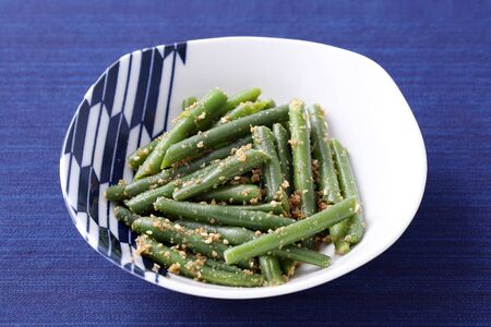 Japanese food, green beans with sesame, ingen mame gomaaeの写真素材