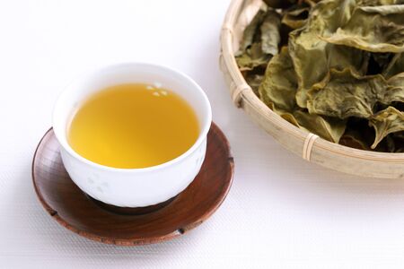 tea of persimmon leaves, herbal medicineの写真素材
