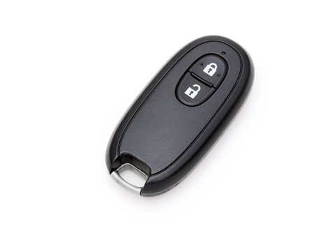Car vehicle modern black key remote control have front button and backの写真素材