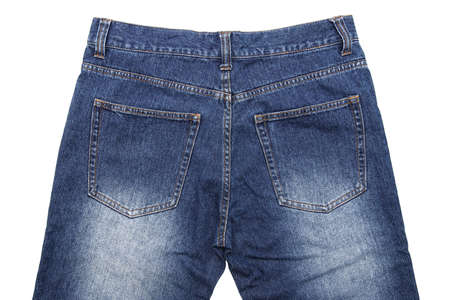Jeans pants back with pockets, isolated on white backgroundの写真素材