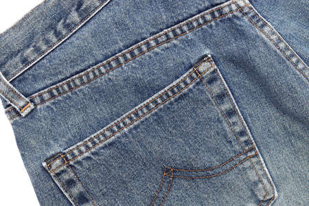 Jeans pants back with pockets, isolated on white backgroundの写真素材