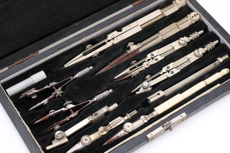 set of tools for drafting drawing and engineering including compass divider