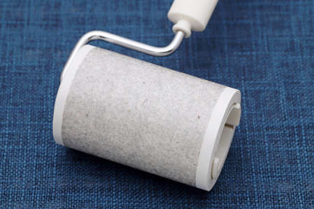 close up of used sticky roller cleaning, housework and housekeeping conceptの写真素材