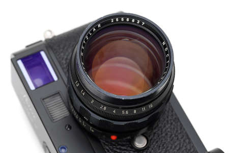 Kagawa, Japan - February 25, 2022: Leica M9-P full-frame digital rangefinder camera with Leitz 50mm f1.2 Noctilux M-mount lens. Vintage collectible classic lens concept.のeditorial素材