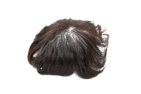 Fake hair wig, Studio lighting isolated on white backgroundの写真素材